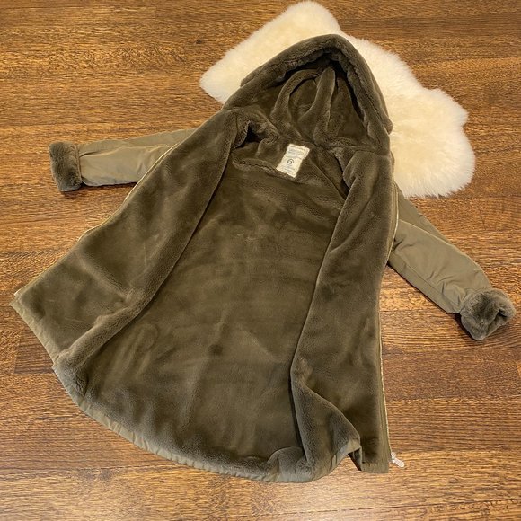 C&A faux rex rabbit fur parka jacket adjustable waist - Picture 2 of 9